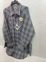 New Men’s ELY Cattleman Blue Gray Long Sleeve Pearl Snap 3XL E-35 