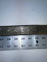 New Black Genuine Leather Circle Y Gold Glitter 30” Belt #F23 JJ-45