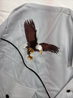 New Men’s ELY Diamond Gray Eagle Design Long Sleeve Pearl Snap Large CC-64