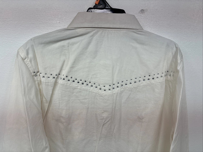 New Women’s Cumberland White Gem Long Sleeve Pearl Snap Medium KK-17