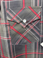New Kids ELY Cattleman Green Plaid Long Sleeve Pearl Snap Medium DD-27