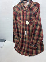 New Men’s ELY Cattleman Red Yellow Flannel Long Sleeve Pearl Snap 4XL E-97