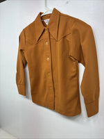 New Women’s Lady Western Orange Long Sleeve Button Up Size 8 TT-112