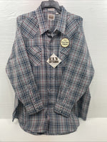 New Men’s ELY Cattleman Blue Gray Long Sleeve Pearl Snap 3XL E-35 