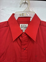 New Men’s ELY Cattleman Red Simple Long Sleeve Pearl Snap Medium J-92