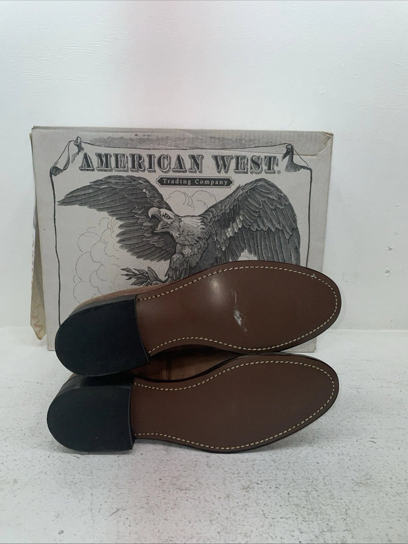 New Men’s Brown Lace Up American West Cowboy Boots. 6992 8.5 8 1/2 E W. 3-106