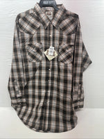 New Men’s ELY Cattleman Brown Long Sleeve Pearl Snap 3XL E-22