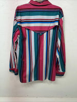 New Womens Button Up Long Sleeve Pink Maria O Design Show Shirt 1X #1187 UU-4