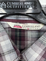 New Women’s Cumberland Purple Plaid Long Sleeve Pearl Snap 1XL GG-31