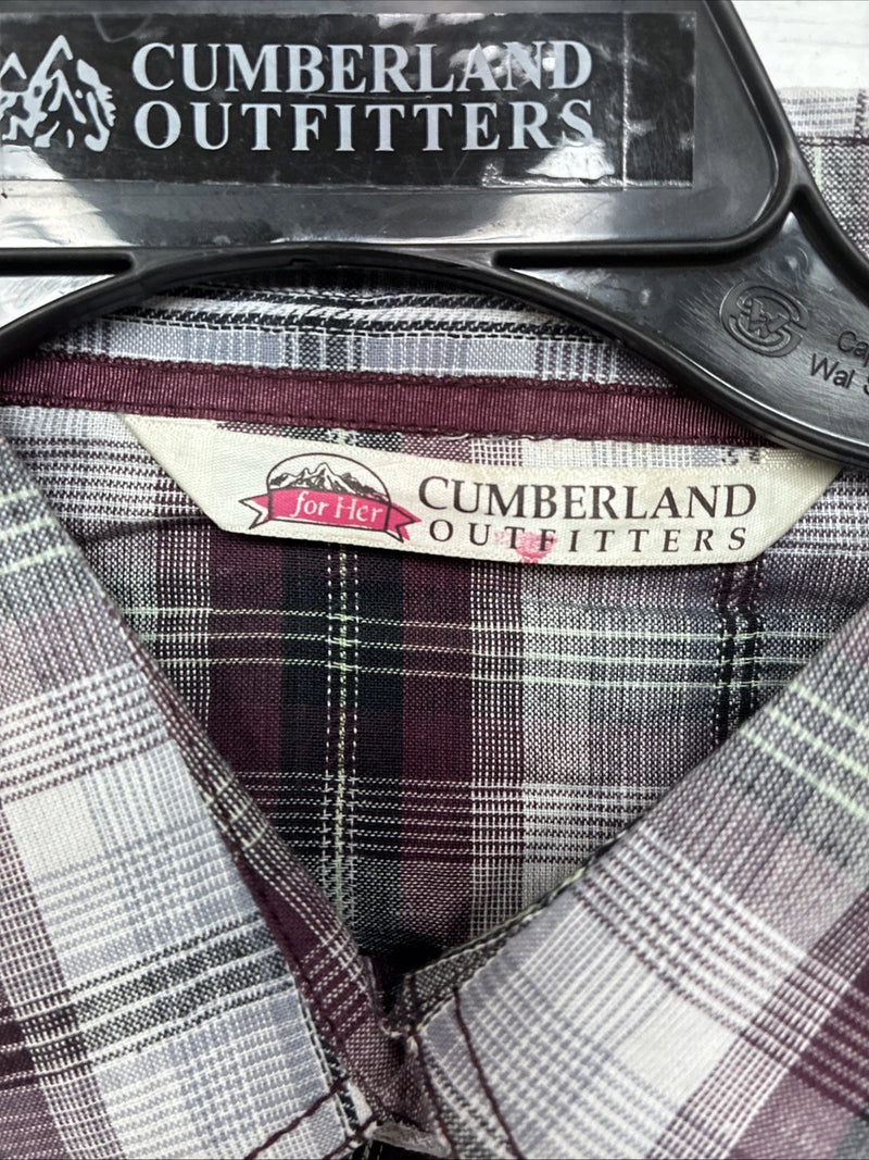 New Women’s Cumberland Purple Plaid Long Sleeve Pearl Snap 1XL GG-31