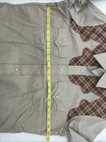 New Men’s Champion Western Brown Design Long Sleeve Pearl Snap 15.5 Medium X-12