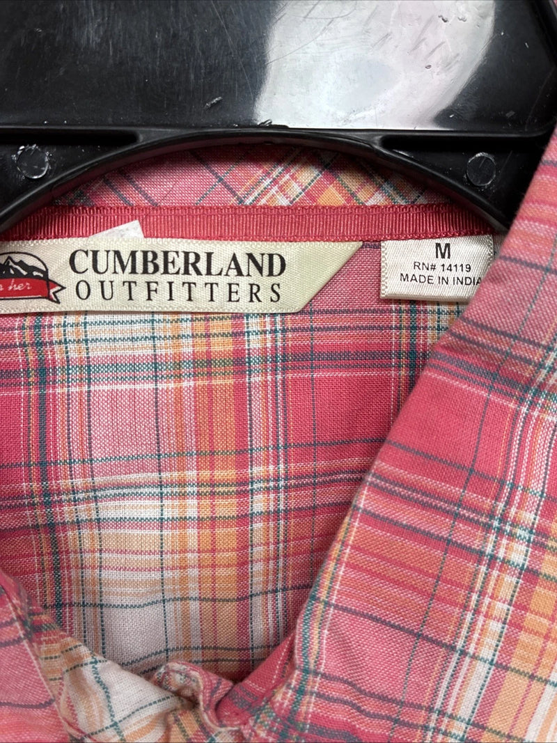 New Women’s Cumberland Pink Plaid Long Sleeve Pearl Snap Medium DD-26