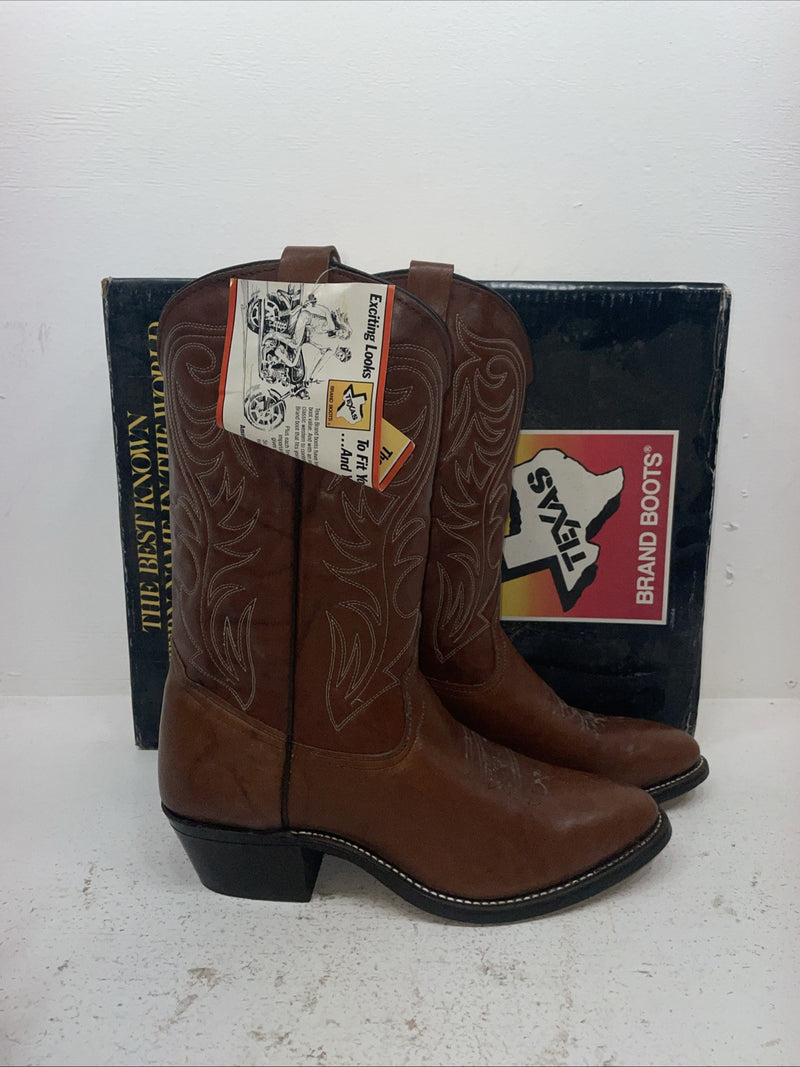 New Men’s Brown Texas Brand Cowboy Boots. 5111 10.5 10 1/2 D. 7-55