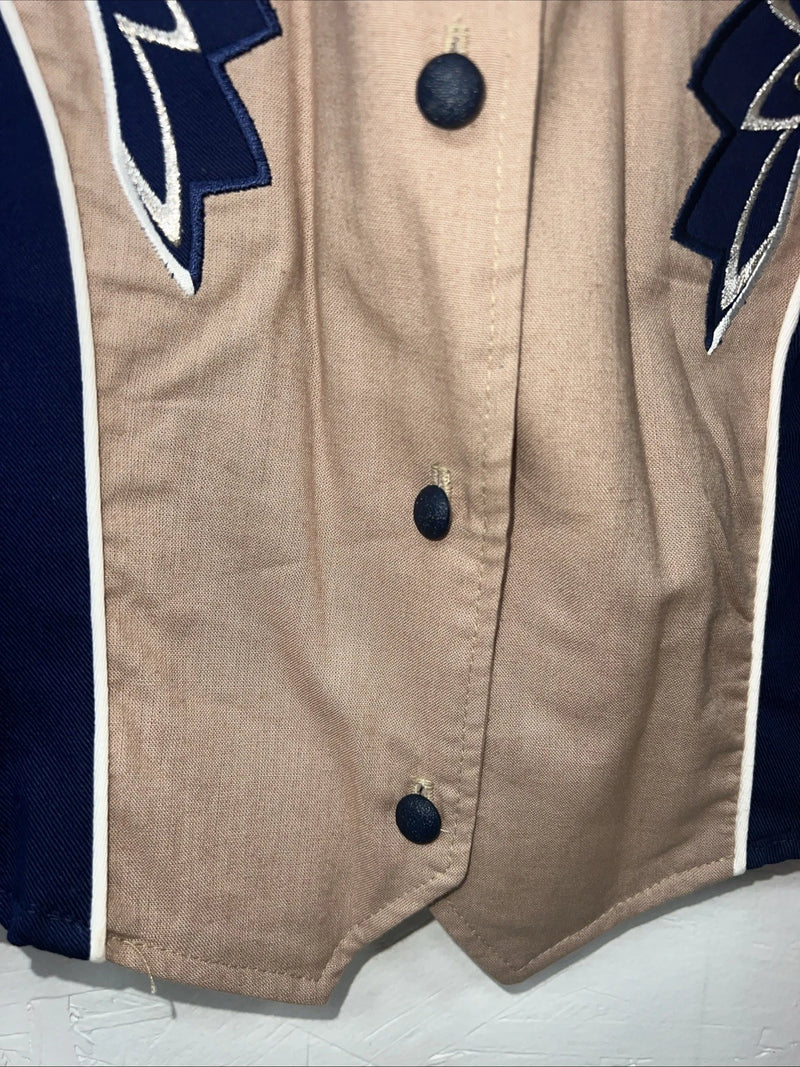 New Women’s 1849 Authentic Ranchwear Blue Tan Western Show Shirt XL #2720 UU-27