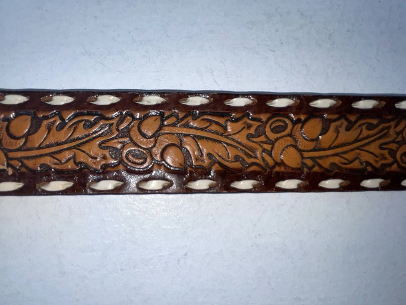 New Brown Genuine Leather Tooled 32” Belt #78000 Z-96
