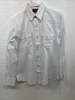 New Kids Champion Western White Long Sleeve Pearl Snap 16 Large V-29