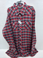New men’s White Horse Red Flannel Long Sleeve Pearl Snap 3XL E-64