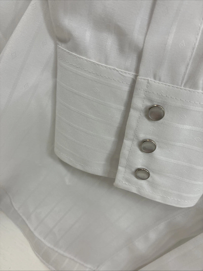 New Men’s ELY Cattleman White Long Sleeve Stripe Pearl Snap 18.5 X 36 2XL F-80