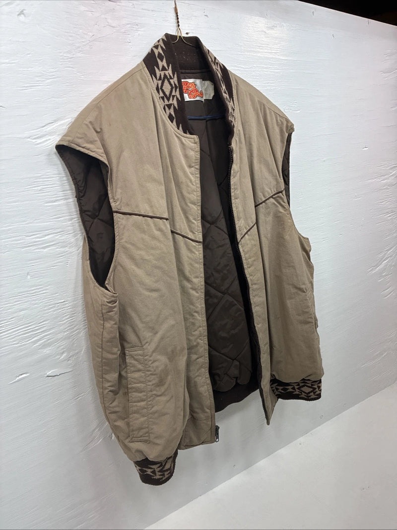 New Men’s Comfy Casuals Brown Western Design Jacket Vest XL J-56