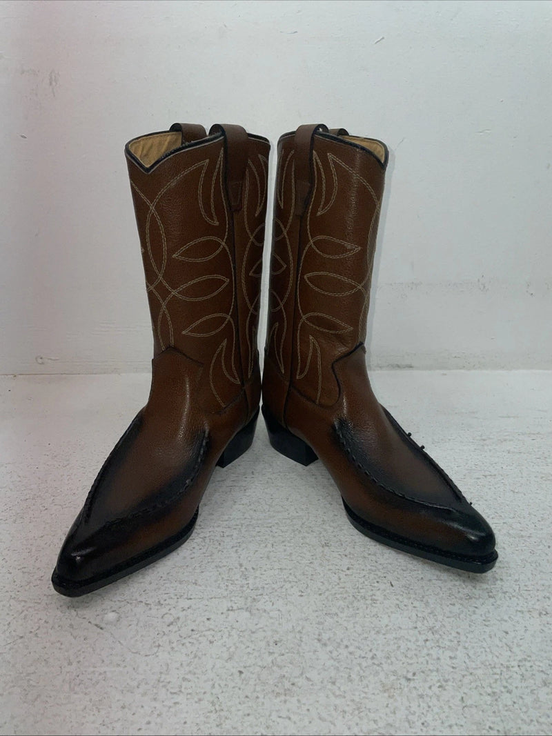 New Youth Brown Texas Brand Cowboy Boots. 2944 3.5 3 1/2 D. 22-62