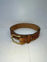 New Brown Genuine Leather Longhorn Tooled 28” Belt #82881 NN-83
