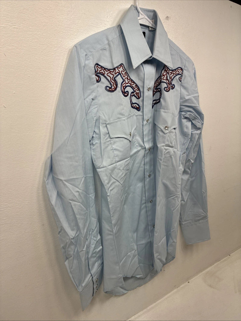 New Women’s Champion Western Blue Design Long Sleeve Pearl Snap 14 MM-40