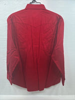 New Men’s Wrangler Red Western Long Sleeve Button Up 16.5 X 34 Large V-61