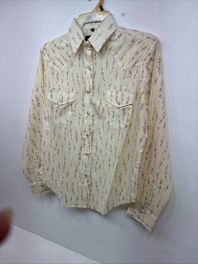 New Women’s White Horse Yellow Floral Long Sleeve Floral Small DD-96