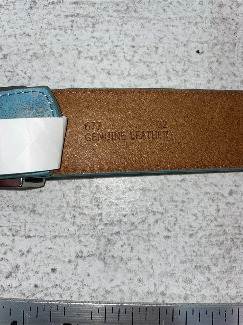 New Blue Genuine Leather 3-D Belt Blue Bling 32” Belt #677 Z-3