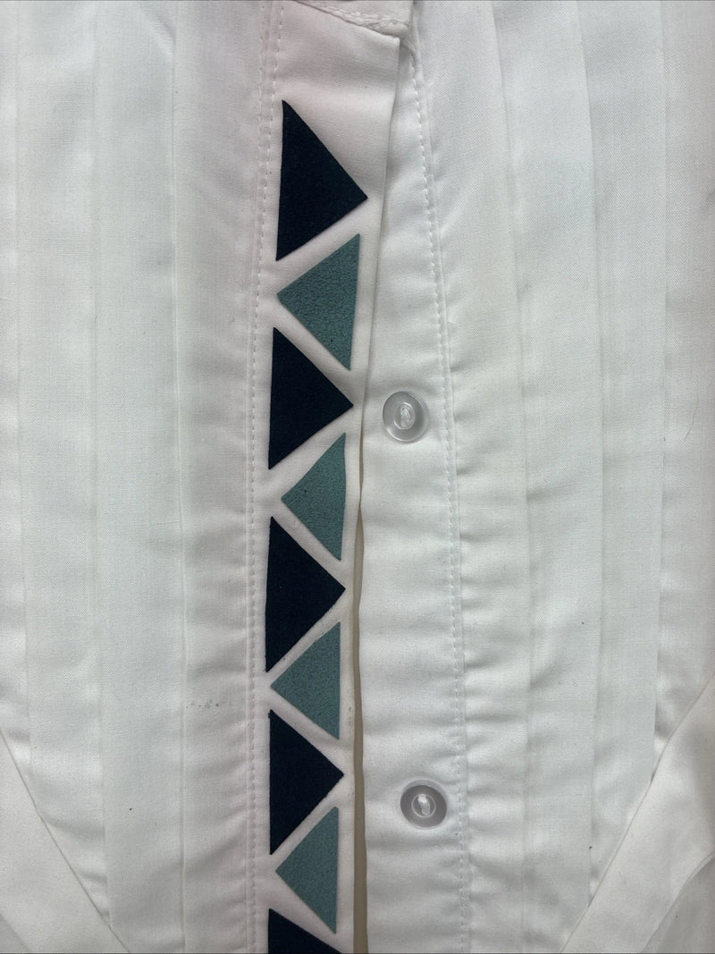 New Women’s H Bar C White Designed Long Sleeve Button Up Size 36 KK-35
