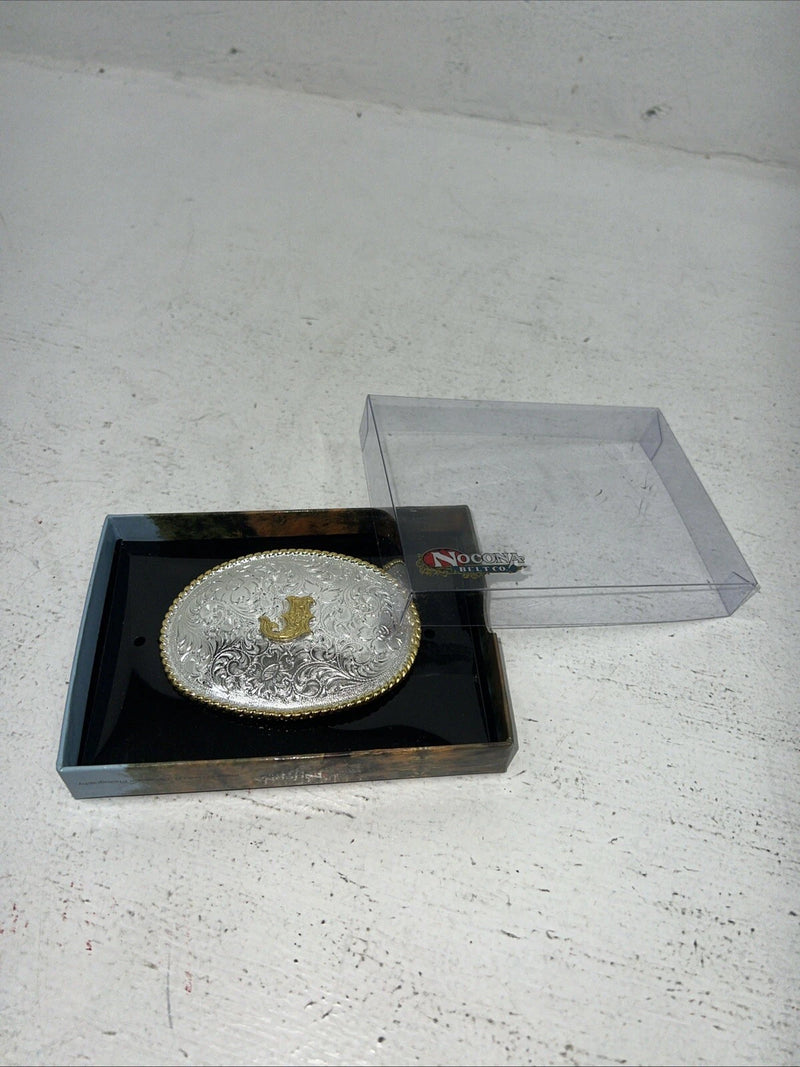 New Women’s Nocona Good Silver “J” Belt Buckle With Good Rim. A-115