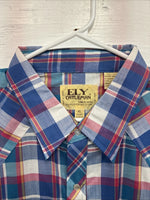 New Men’s ELY Cattleman Multicolor Plaid Short Sleeve Pearl Snap XL Short T-30
