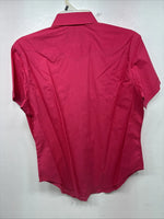 New Women’s White Horse Pink Short Sleeve Pearl Snap Medium YY-13