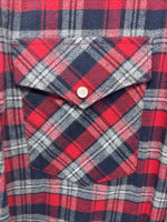 New Men’s White Horse Red Gray Plaid Long Sleeve Pearl Snap Large V-97