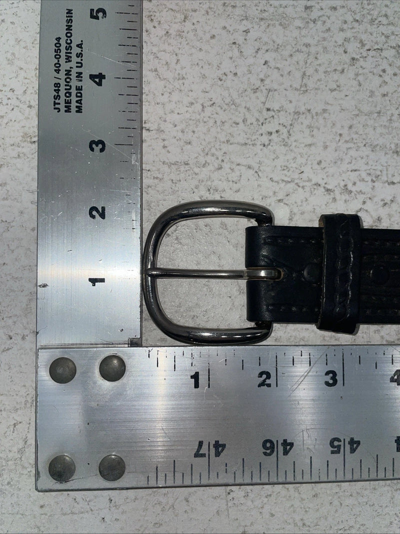 New Black Genuine Leather Tooled Belt 34” #JC608 Z-4