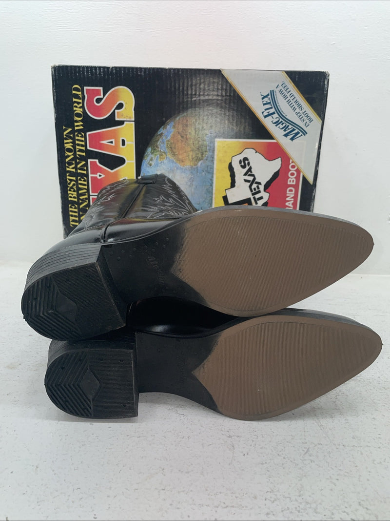 New Men’s Black Texas Brand Cowboy Boots. 1200 9.5 9 1/2 D. 4-76