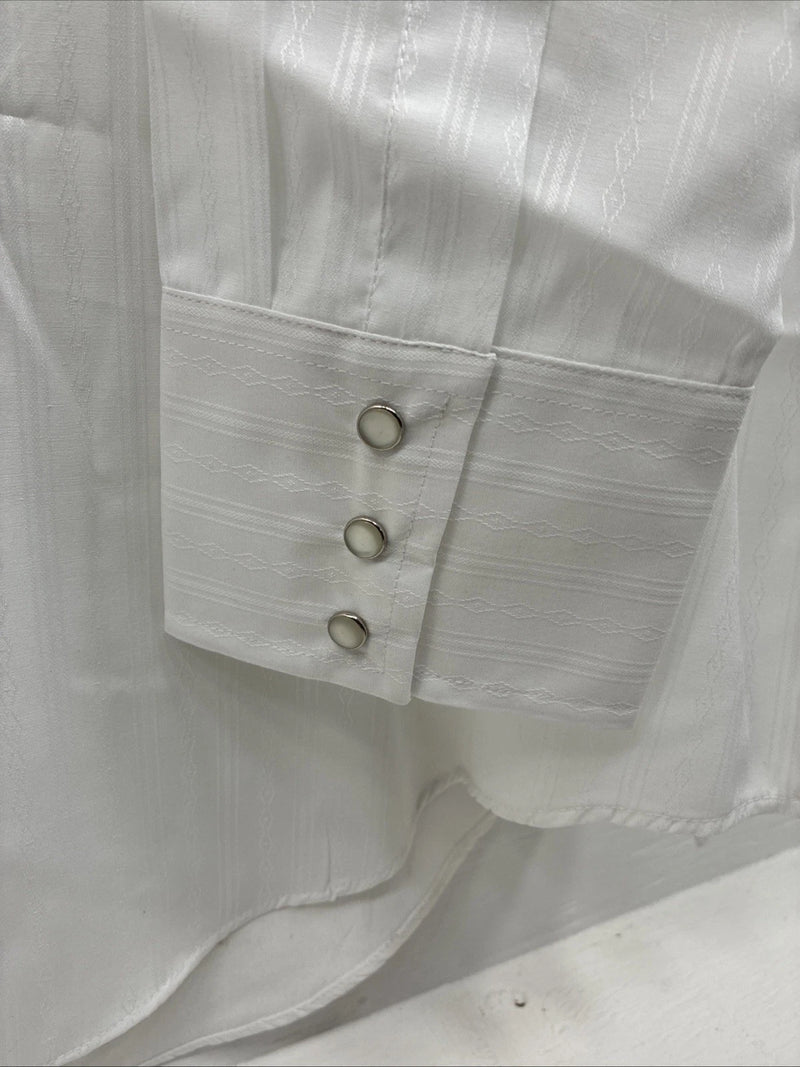 New Men’s ELY Cattleman White Designed Long Sleeve Pearl Snap 19.5 X 36 3XL T-47
