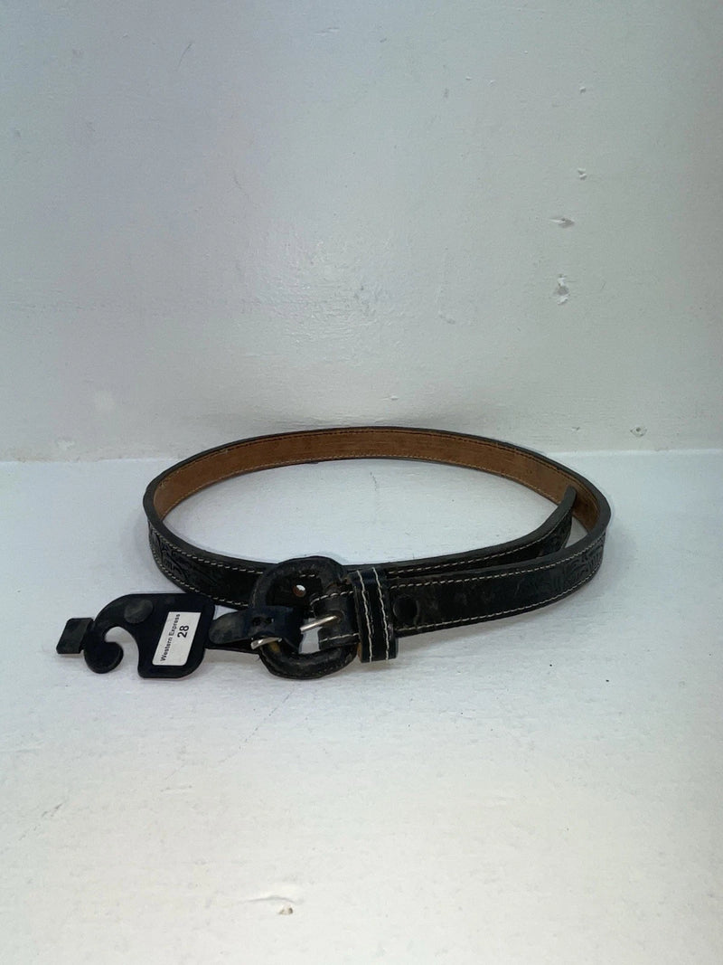 New Black Genuine Leather Western Express Tooled 28” Belt Z-47