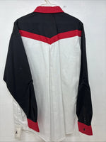 New Men’s Cowboy Threads Black Red White Long Sleeve Button Up Large MM-116