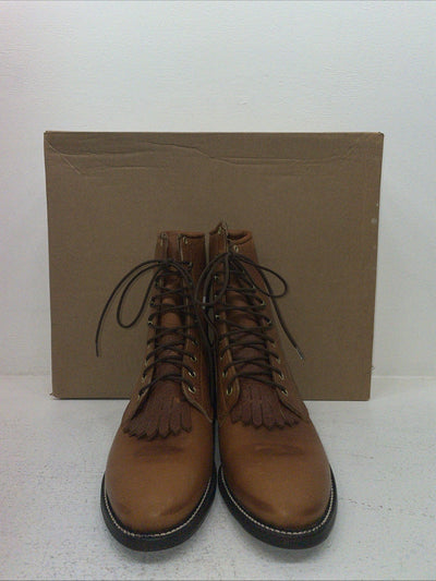 New Men’s Brown Lace Up J Chisholm Cowboy Boots. 2556 10 D. 6-92