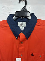 New Men’s Wrangler PBR Orange Long Sleeve Button Up 2XL F-100