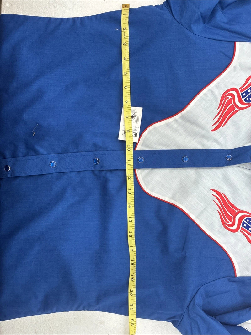 New Women’s Country Charmers Blue Red Long Sleeve Pearl Snap Large II-73