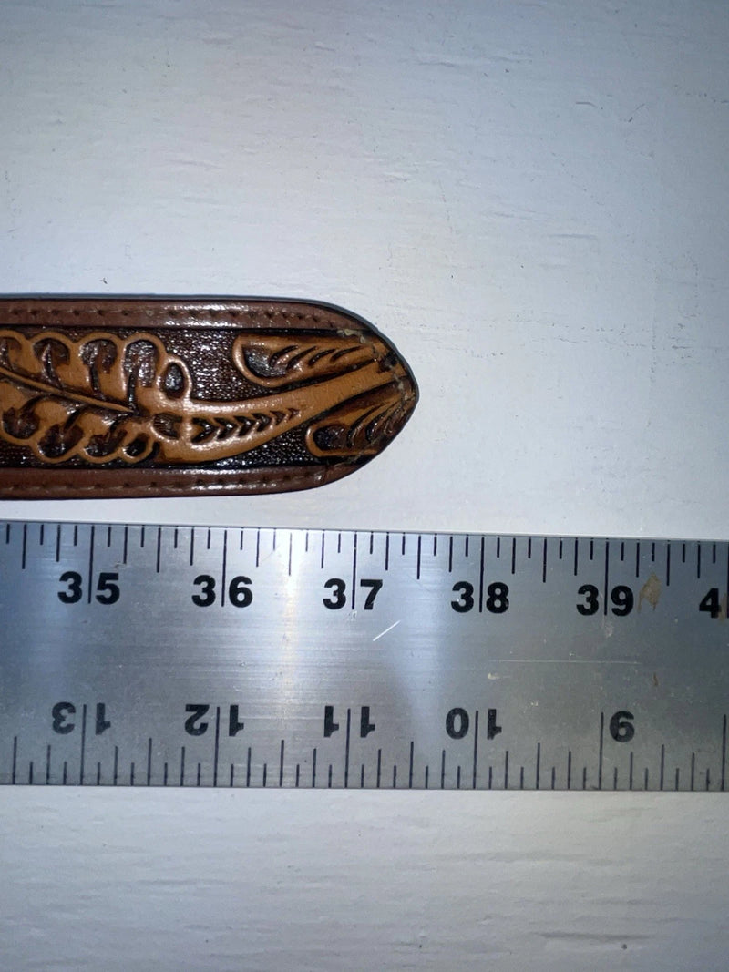 New Brown Genuine Leather Longhorn Tooled 32” Belt #82827 JJ-1