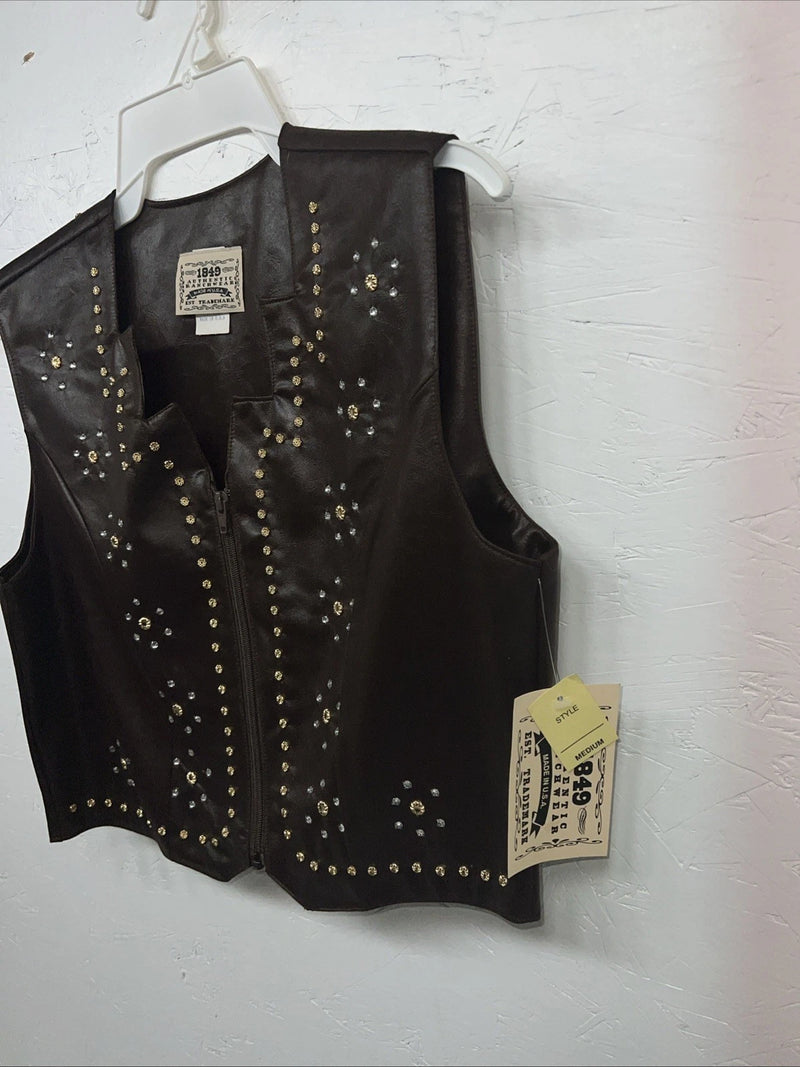New Women’s 1849 Authentic Ranchwear Brown Western Show Vest Medium E-608