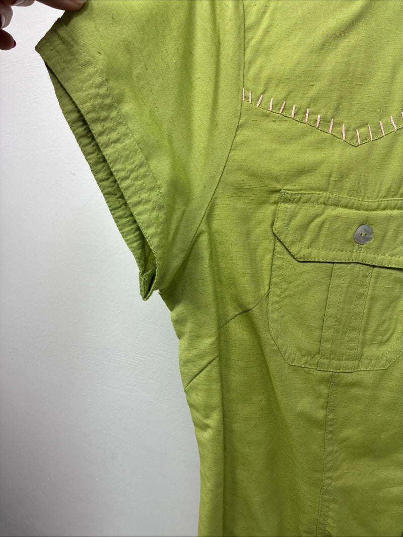 New Women’s Gordon James Green Short Sleeve Button Up Medium KK-19