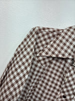 New Women’s Karman Brown Checkered Long Sleeve Pearl Snap Size 30 LL-54