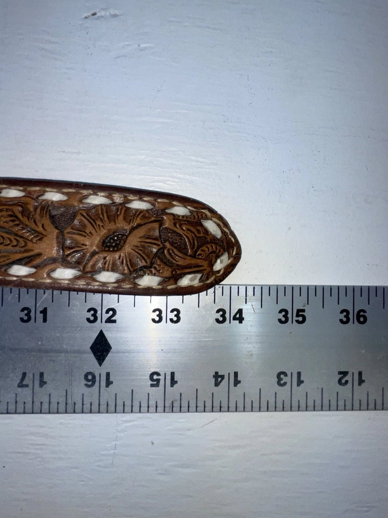 New Brown Genuine Leather Wright Tooled 28” Belt #10412 JJ-41