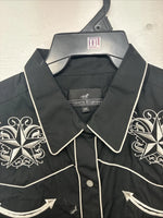 New Women’s Western Express Black Design Long Sleeve Pearl Snap 2XL GG-15