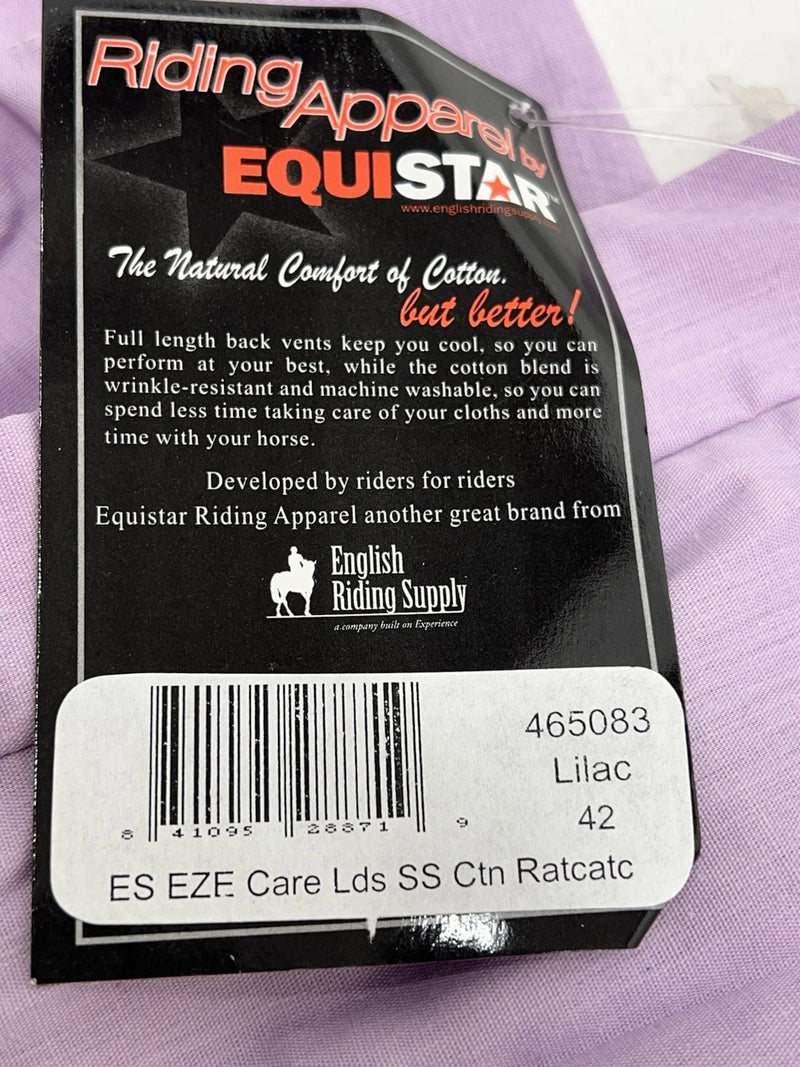 New Women’s Purple EQUISTAR Short Sleeve English Riding Shirt. 42 G-32