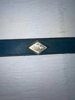 New Blue Genuine Leather Silver Pendent 32” Belt JJ-24